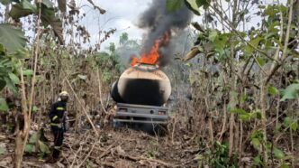 Petrol Tanker Carrying 45,000 Litres of PMS Loses Control, Catches Fire