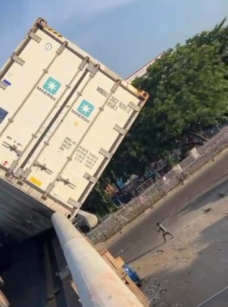 Tragedy on Eko Bridge: Falling Container Kills Two Dispatch Riders in Lagos