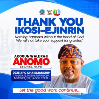 APC Chairmanship Candidate, Wale Raji Anomo Expresses Gratitude Over 2025 Election Nomination