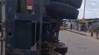 Container Truck Accident Sparks Community Outrage in Poka, Eredo LG 