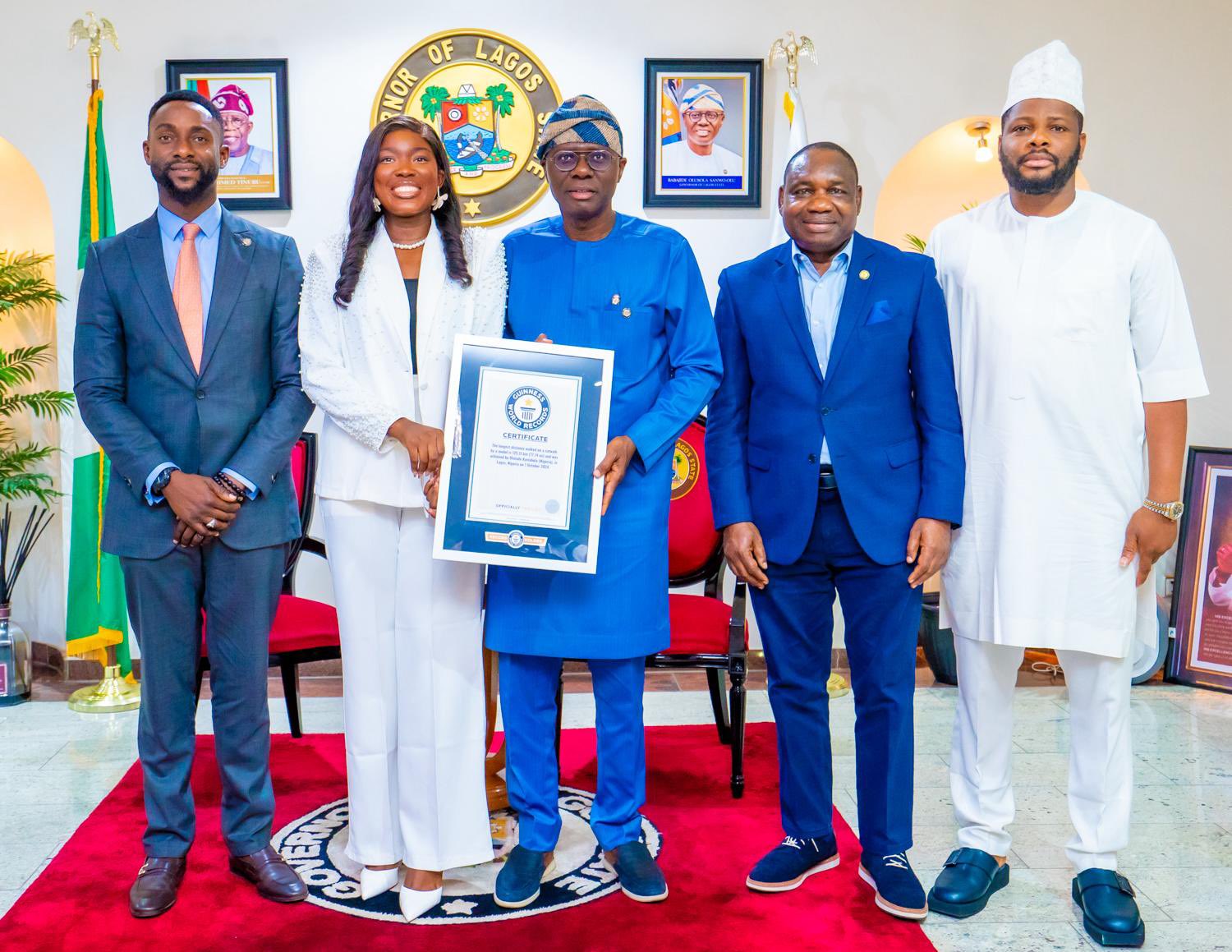 Sanwo-Olu Hosts Guinness World Record Holder, Ayelabola Ololade at Lagos House
