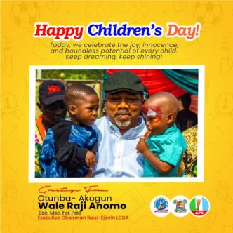 Ikosi-Ejinrin LCDA Chairman Reaffirms Commitment to Children’s Welfare in Heartfelt Message