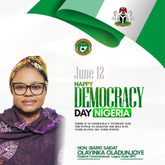 NPC Commissioner, Barr. Oladunjoye, Salutes Nigerians on Democracy Day, Calls for Unity
