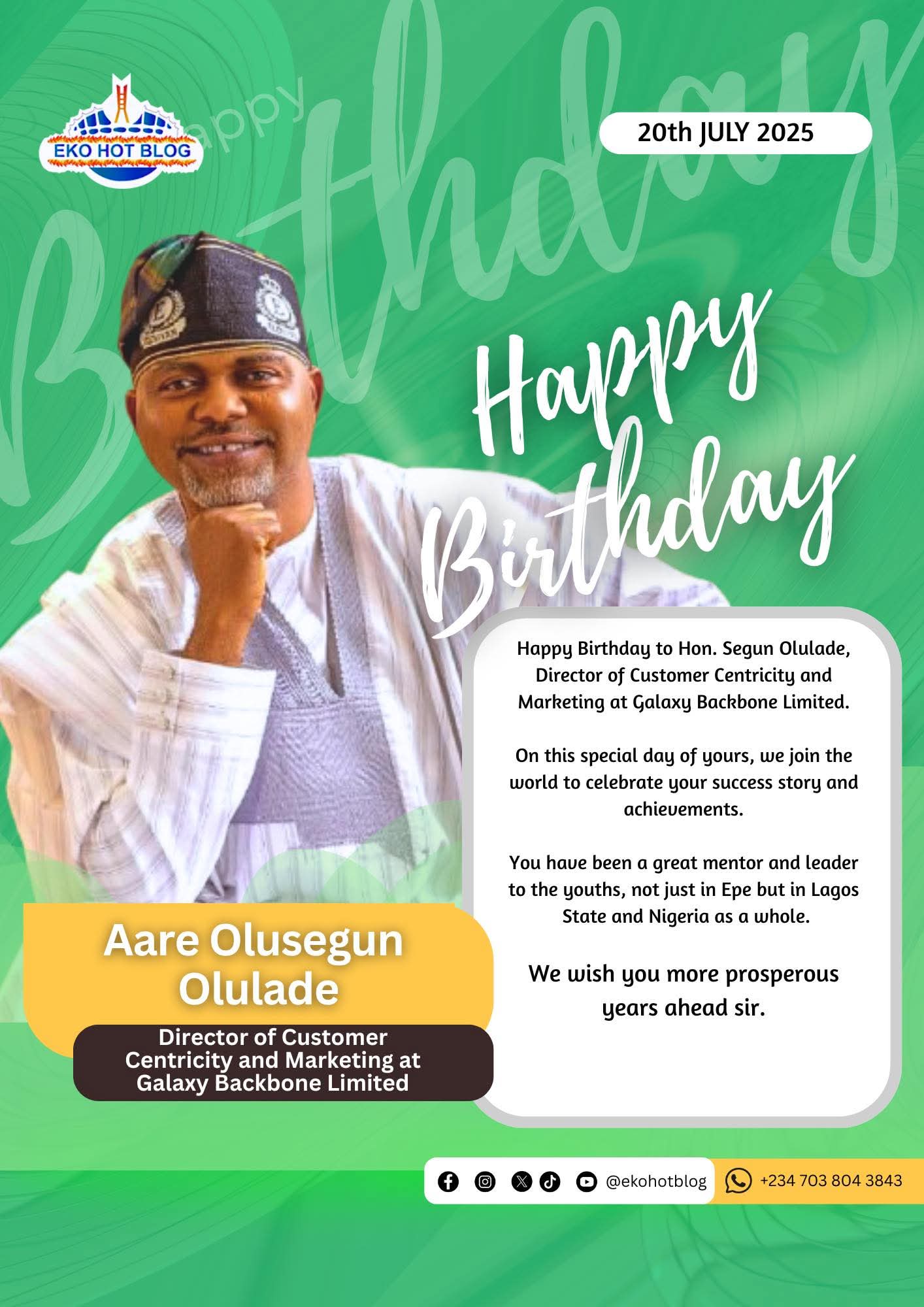 Epe Youths Celebrate Hon. Segun Olulade (Eleniyan) on His Birthday