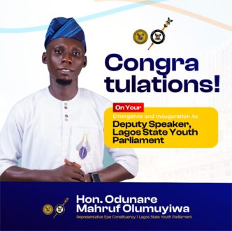 Epe Youth Leader Inaugurated as Deputy Speaker, Lagos State Youth Parliament