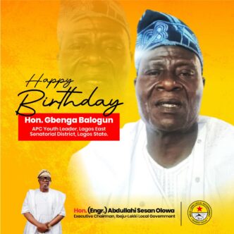 Lagos East Youth Leader, Hon. Olugbenga Kazeem Balogun, Celebrated for Exemplary Leadership on His Birthday