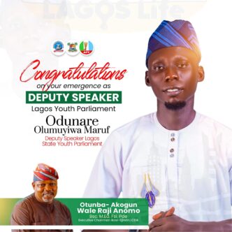 Epe Applauds Odunare Olumuyiwa Maruf on Emergence as Deputy Speaker, Lagos State Youth Parliament