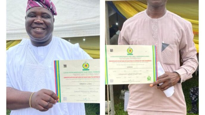 Akinloye, Adesanya Receive Certificates of Return, Promise Effective Service to Eredo LCDA