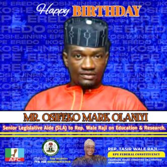 Rep. Wale Raji Celebrates Senior Legislative Aide, Mark Osifeko Olaniyi, on His Birthday