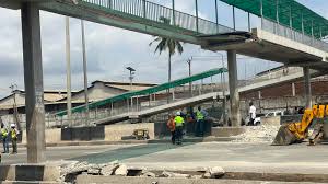 Panic as Pedestrian Bridge Collapses on Lekki-Epe Expressway
