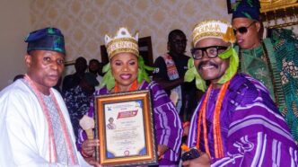 Ilara Kingdom Honours Amb. Oluwatoyin Lawal, Wife with Bobaguwa Titles