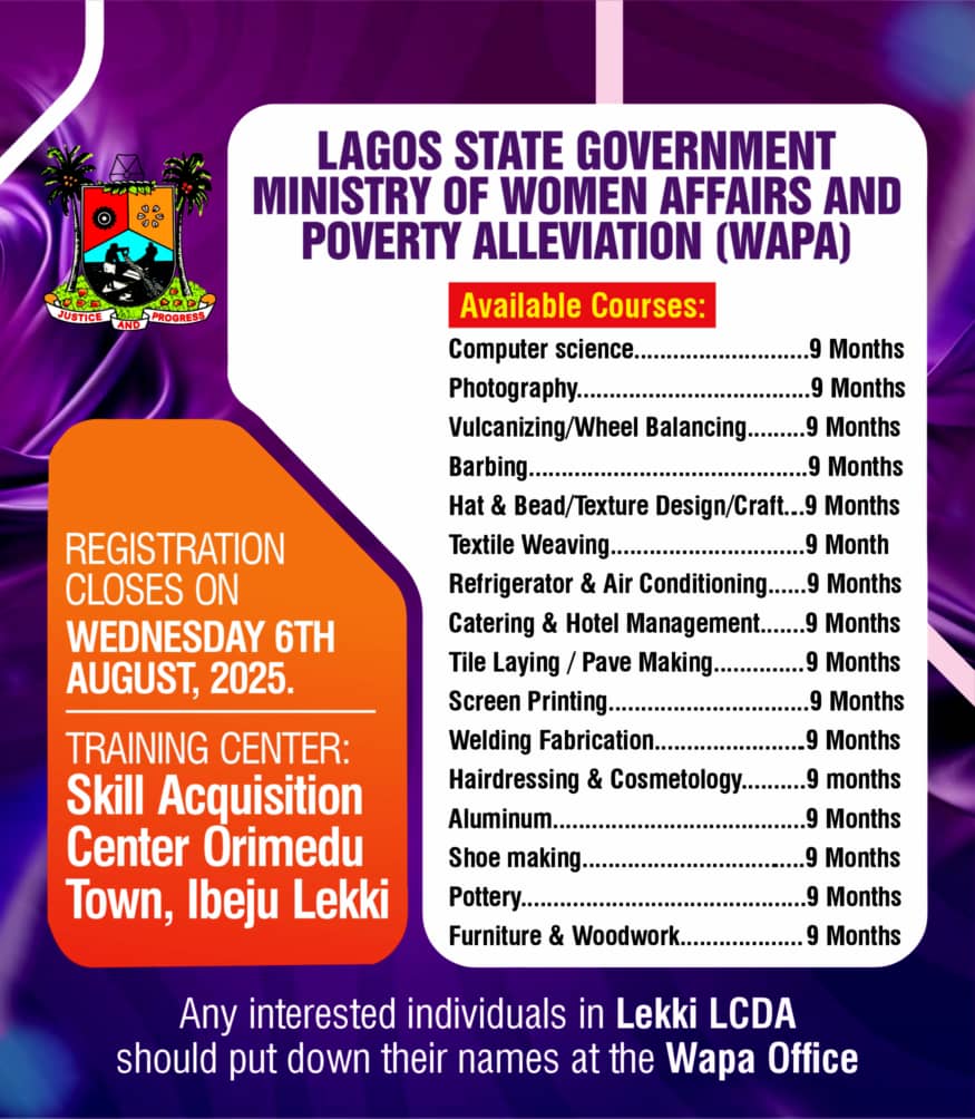 RBK Launches Free Skill Acquisition Training in Lagos State: Last Day to Register for 9-Month Vocational Courses