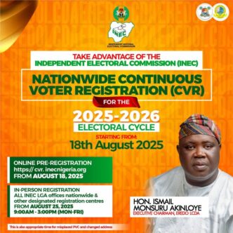 Eredo LCDA Chairman Tasks Residents for Continuous Voter Registration