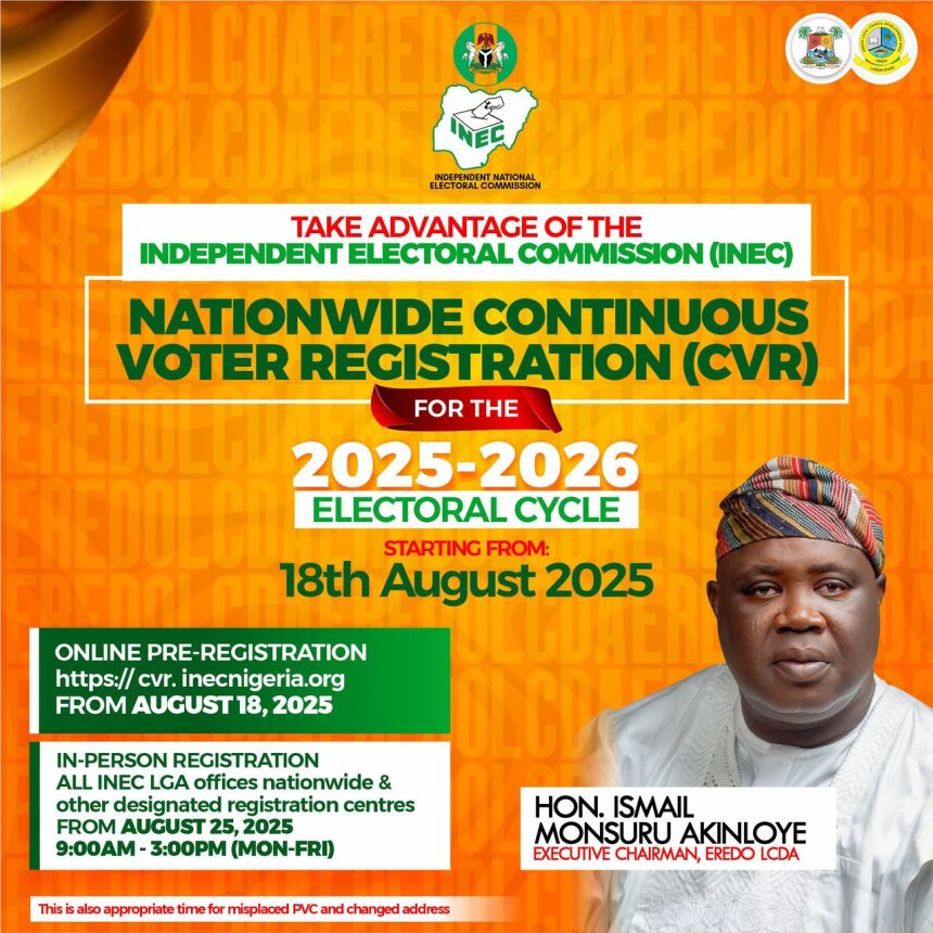 Eredo LCDA Chairman Tasks Residents for Continuous Voter Registration