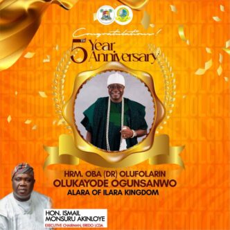 Eredo LCDA Chairman Celebrates 5th Coronation Anniversary of Alara of Ilara