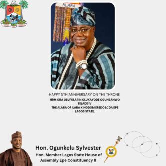 Epe Lawmaker, Hon. Ogunkelu Sylvester, Congratulates Alara of Ilara on 5th Coronation Anniversary