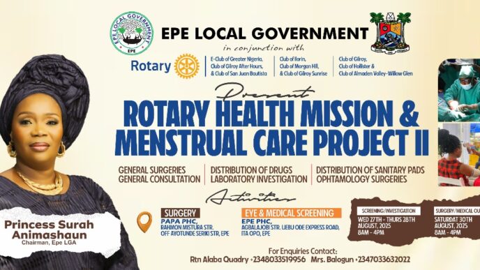 Rotary Health Mission, Menstrual Care Project 2 Kicks Off in Epe