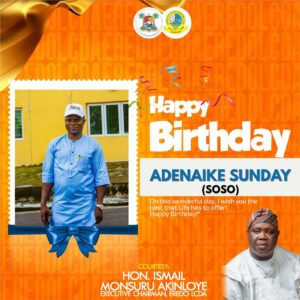 Eredo LCDA Chairman Celebrates Mr. Sunday Adenaike, Describes Him as “A True Gem”