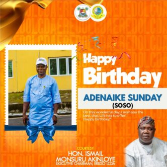 Eredo LCDA Chairman Celebrates Mr. Sunday Adenaike, Describes Him as “A True Gem”