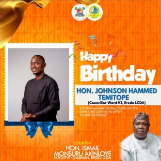 Eredo LCDA Chairman Celebrates Councillor Johnson Hammed Temitope on His Birthday