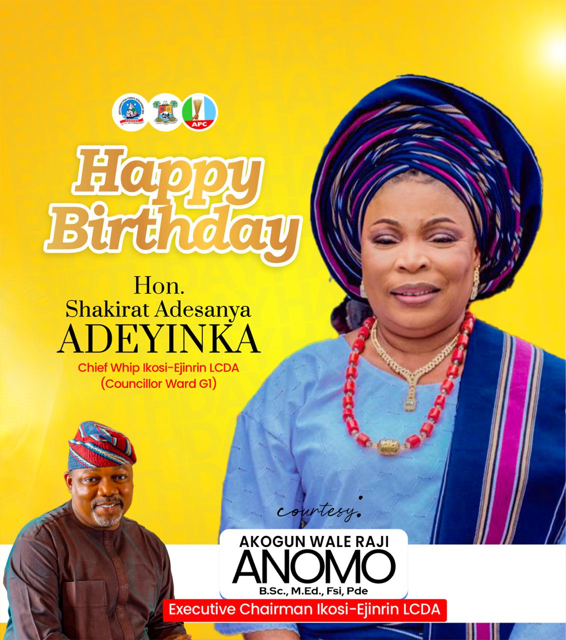 Ikosi-Ejinrin LCDA Celebrates Chief Whip, Hon. Adesanya Shakirat on Her Birthday