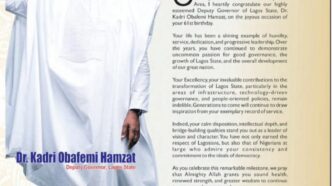 Ikosi-Ejinrin LCDA Chairman Felicitate Lagos Deputy Governor on His Birthday