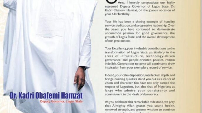 Ikosi-Ejinrin LCDA Chairman Felicitate Lagos Deputy Governor on His Birthday