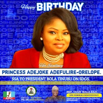 Rep. Wale Raji Celebrates Princess Adejoke Adefulire-Orelope on Her Birthday