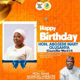 Eredo LCDA Chairman Felicitates Councillor Abosede Olusanya on Her Birthday