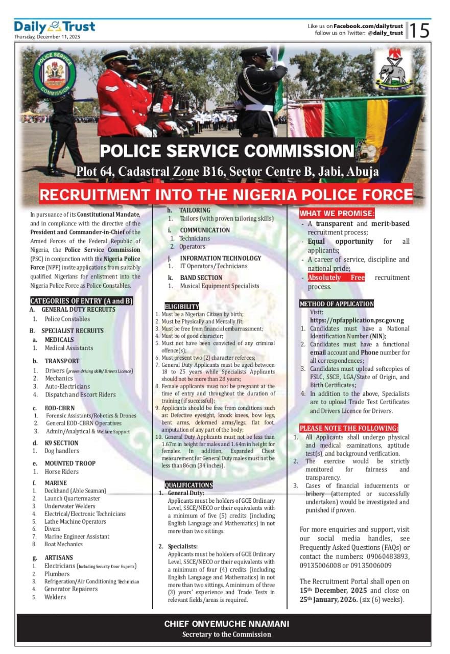 IBEJU-LEKKI LG ANNOUNCES OPENING OF 2025/2026 NPF RECRUITMENT PORTAL