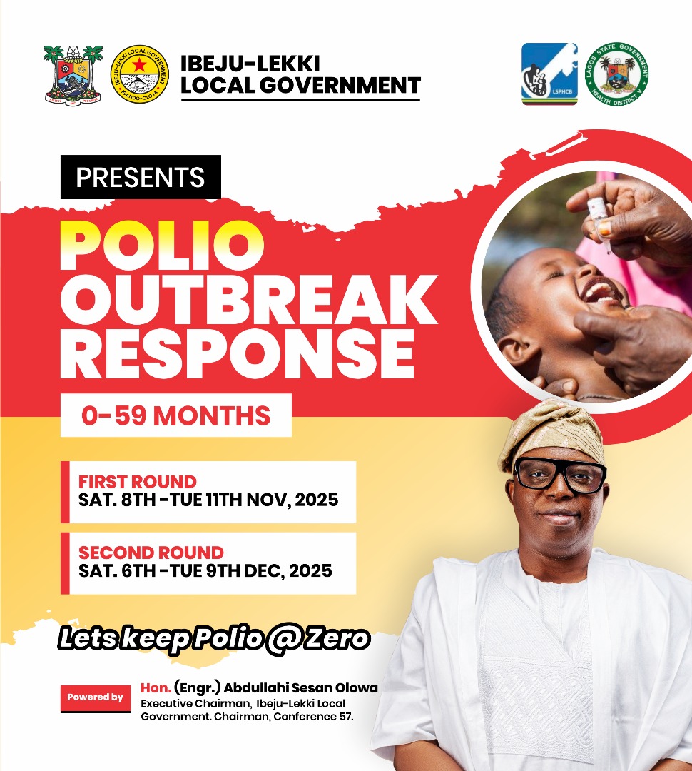 Ibeju-Lekki LG launches the second round of the Polio Outbreak Response campaign to protect children against cVPV2, urging full community participation for effective coverage.