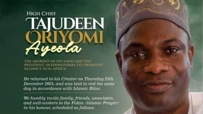Fidau Prayer Held in Honour of Late High Chief Tajudeen Oriyomi Ayeola
